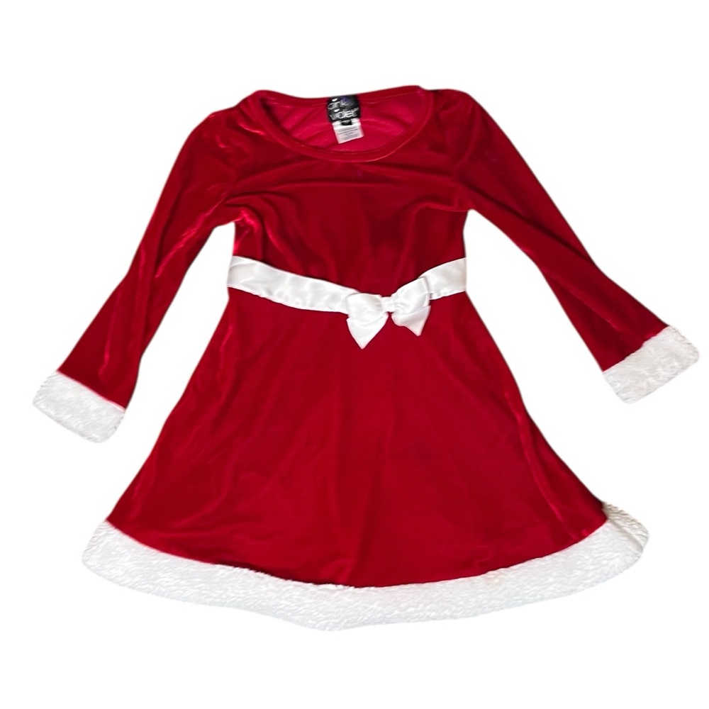 Pink & Violet Velour Holiday Dress Faux Fur Trim Red White 5